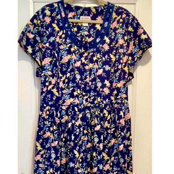 Lanz of Salzburg Dresses & Skirts - Blue Floral Dress ~ Lanz ~ 2x 3x ~ ribbon trim